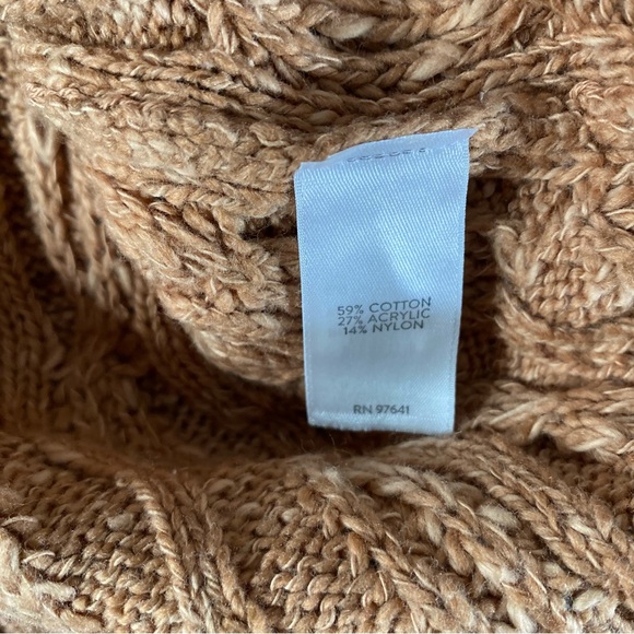 J Jill Cable Knit Sweater Womens Medium Gingerbread Brown Chunky Pullover NEW - Picture 6 of 7